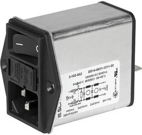 3-104-206, AC Power Entry Modules DD14 Connector Filter C14 8A M5