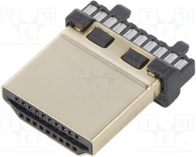 HDMI-W2.1, Разъем: HDMI; вилка; PIN: 19; gold flash; на провод