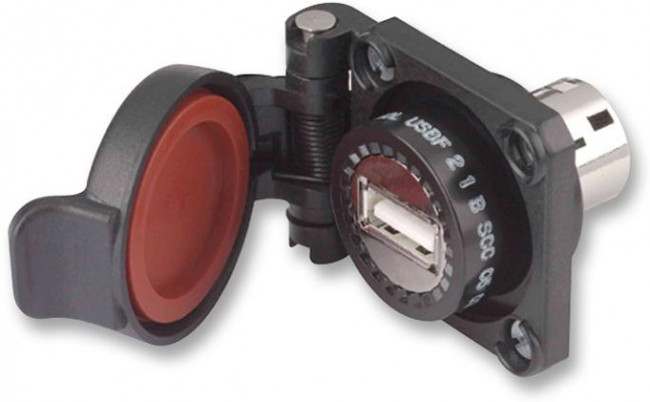 USBF 21 N SCC, Straight, Panel Mount, Socket Type A 2.0 IP54 USB Connector