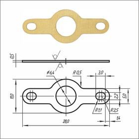 Лепесток латунный двусторонний PSV 2-6,4-28-00