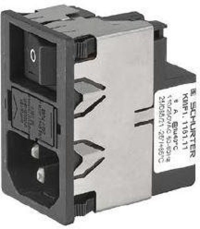 KMF1.1193.11, AC Power Entry Modules 10A 2-P SW 2-P FUSE 10A/250VAC No/Drawer
