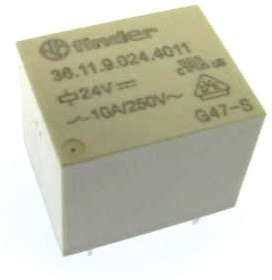 36.11.9.024.4011, Миниатюрное реле; монтаж на плату; формат "кубик сахара"; 1CO 10A; катушка 24В DС;