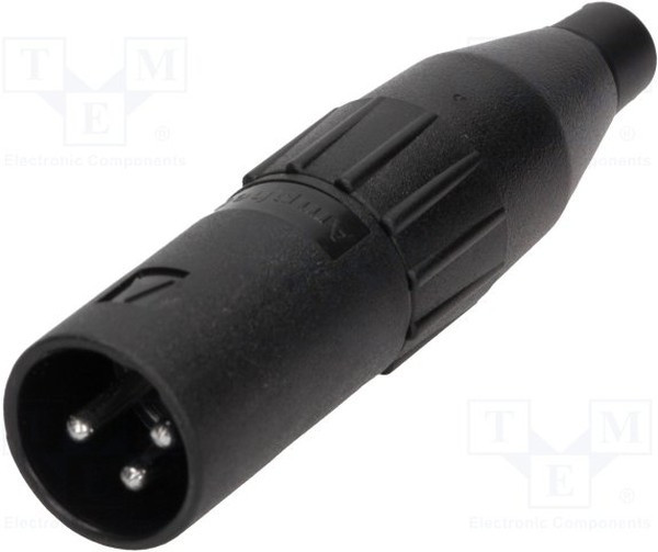 AC3MCP, XLR Connector, Plug, Straight, Cable Mount, 3 Poles