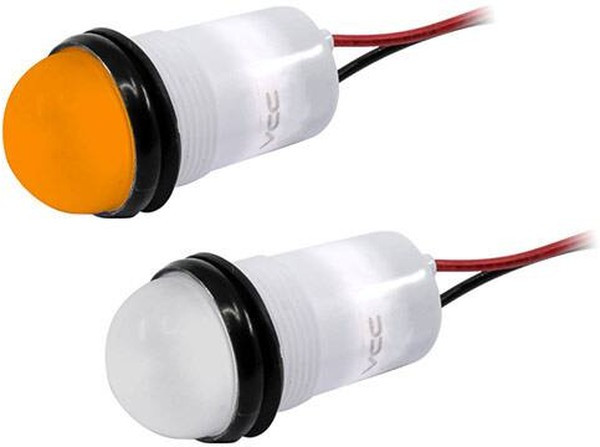 PML50SYFVW, LED Panel Mount Indicators 970mcd Semi Dome Yellow Flex Wire