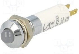 SMQE08224, Индикат.лампа: LED, выпуклый, 24-28ВDC, Отв: d8,2мм, IP40, металл