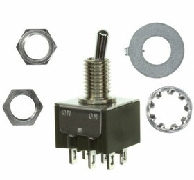 M2022S3S4W01, Toggle Switches ON-ON .256 BAT 6MM BUSHING SOLDER LUG