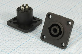 Разъем микрофонный SPEAKON розетка, контакты 4C, монтаж на блок, флан 4отв,