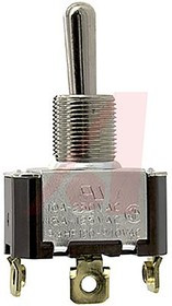 6FC54-73, Toggle Switches 1-pole, (ON) - OFF - (ON), 10A/15A 250VAC/125VAC 3/4 HP, Non-Illuminated Bat Style Toggle Switch with Screw Termi