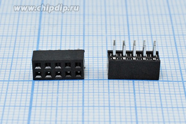 Разъем PBD2-2x 5 розетка, шаг P2.54, контакты 10P, монтаж на плату
