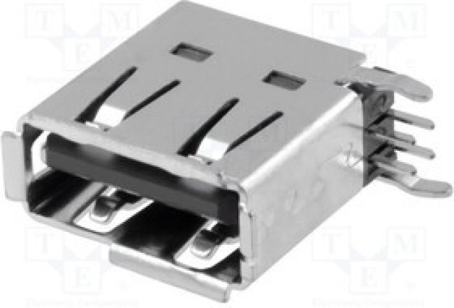 UBAL-4R-D14-4S, Гнездо, USB A, на плату, THT, PIN 4, боковой,угловой 90°, позолота UBAL-4R-D14-4S, Гнездо, USB A, на плату, THT, PIN 4, боковой,угловой 90°, позолота