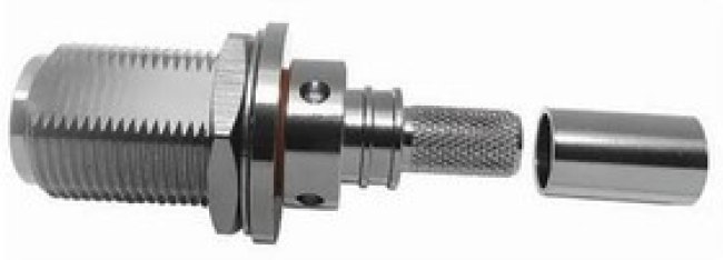 EZ-300-NF-BH-X, RF Connectors / Coaxial Connectors N-female (jack) bulkhead, crimp connector, non-solder pin, no braid trim