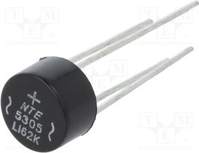NTE5305, Диодный мост: однофазный, Urmax: 600В, If: 1,5А, Ifsm: 50А, круглая