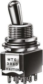 MTG 306 D, Toggle Switch, Panel Mount, On-On, 3PDT, Solder Terminal
