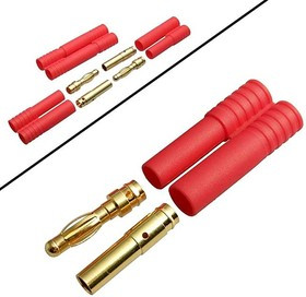 4.0 Red jacket type banana, Разъём для RC моделей 4.0 jacket type banana, красный