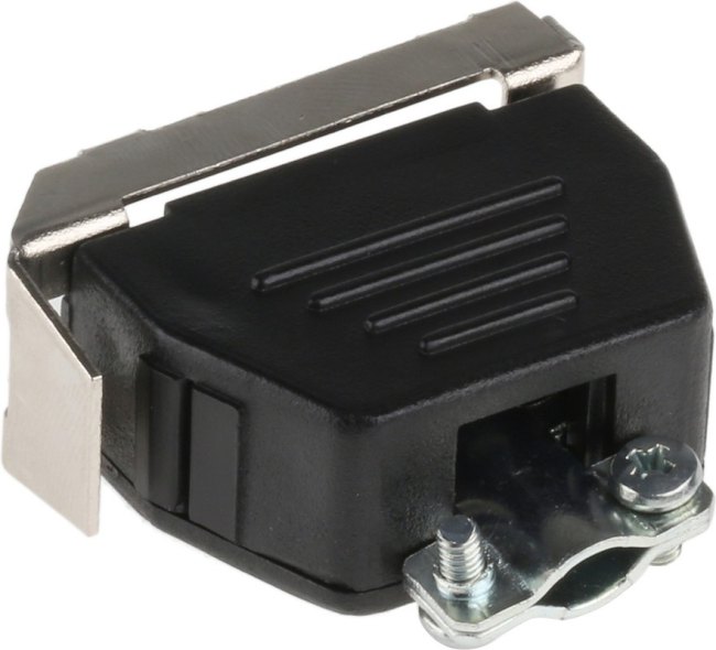 DS09S, MHED Series Thermoplastic Angled, Straight D Sub Backshell, 9 Way, Strain Relief