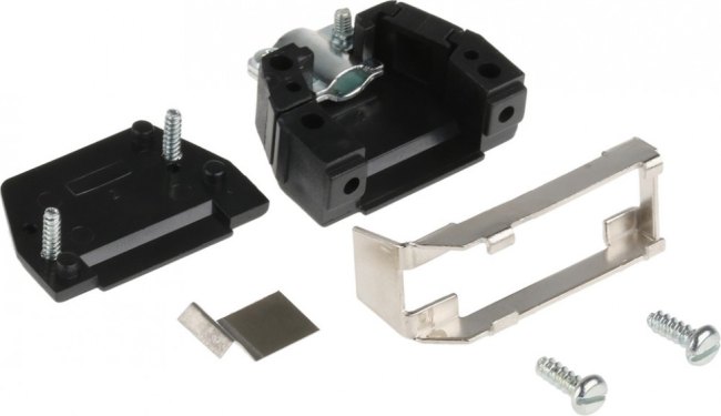 DS09S, MHED Series Thermoplastic Angled, Straight D Sub Backshell, 9 Way, Strain Relief