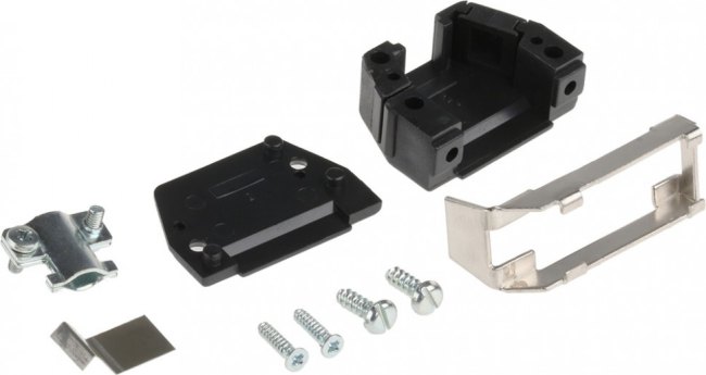 DS09S, MHED Series Thermoplastic Angled, Straight D Sub Backshell, 9 Way, Strain Relief