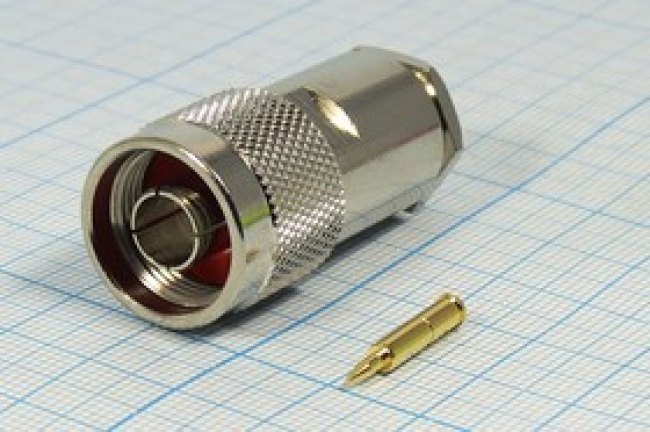 Штекер N, прижимной на кабель RG 5d, позолоченный центральный контакт; №1558 шт N\RG 5d\\