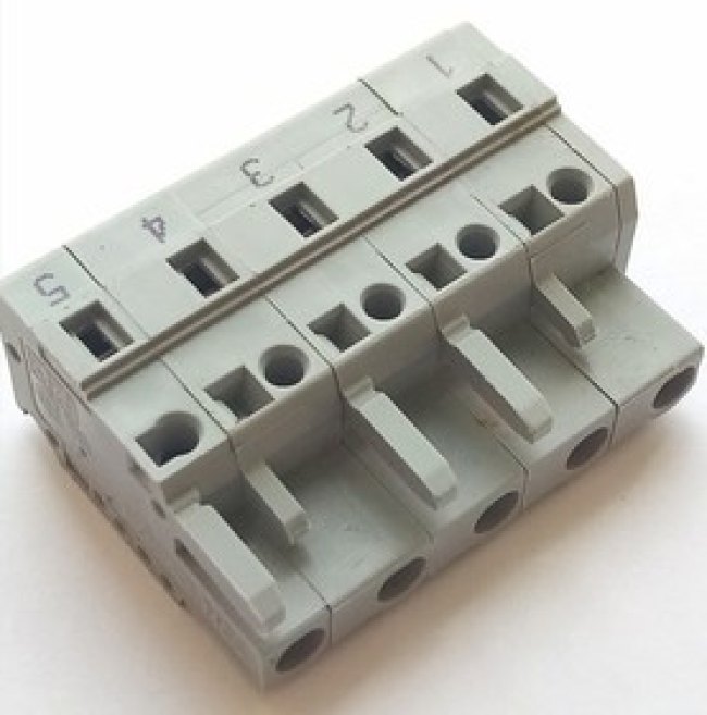 231-205/026-000 5-контакт. розетка, шаг 7,5 мм, серая