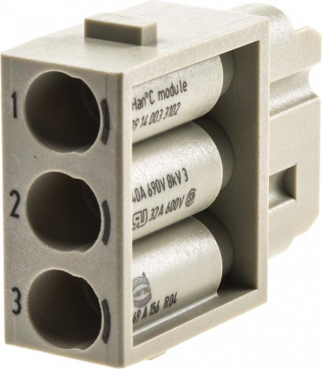 09140033102, Heavy Duty Power Connectors HAN C-MODULE 3P FEM 0-7.5 mm CABLE DIA 09140033102, Heavy Duty Power Connectors HAN C-MODULE 3P FEM 0-7.5 mm CABLE DIA
