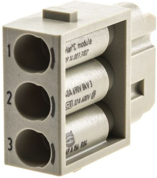 09140033102, Heavy Duty Power Connectors HAN C-MODULE 3P FEM 0-7.5 mm CABLE DIA 09140033102, Heavy Duty Power Connectors HAN C-MODULE 3P FEM 0-7.5 mm CABLE DIA