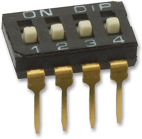 MCNDI-04S, DIP / SIP переключатель, 4 схем(-а), Ползунок, Сквозное Отверстие, SPST, 24 В, 25 мА