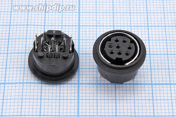 Гнездо miniDIN, на панель, 8 контакта, диаметр посадочного места 11мм; №8903 гн miniDIN\ 8HP\пан\d11\пл\[S-VHS]\