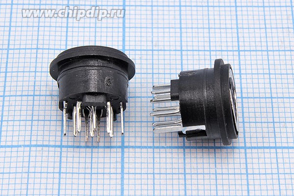 Гнездо miniDIN, на панель, 8 контакта, диаметр посадочного места 11мм; №8903 гн miniDIN\ 8HP\пан\d11\пл\[S-VHS]\
