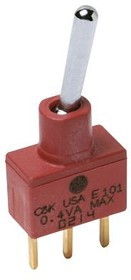 E103SD1CBE, Рычажный переключатель, Miniature, Вкл.-Выкл.-Вкл., SPDT, Без Подсветки, E Series