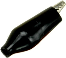 27.710.2, Зажим крокодил с изолятором 36мм черный (OBSOLETE)