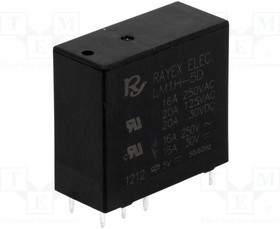 LM1H-5D, Реле: электромагнитное, SPDT, Uобмотки: 5ВDC, 16A/250ВAC, 530мВт