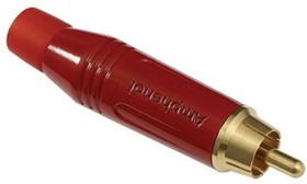 ACPR-RED, Вилка; RCA; "папа"; прямой; пайка; красный; позолота; на провод