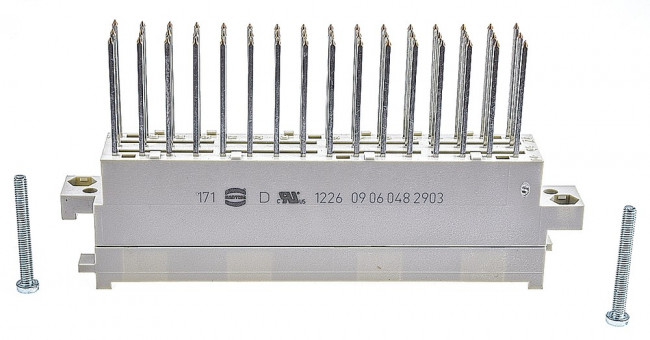 09060482903, Harting 09 06 48 Way 5.08mm Pitch, Type F Class C1, 3 Row, Straight DIN 41612 Connector, Plug 09060482903, Harting 09 06 48 Way 5.08mm Pitch, Type F Class C1, 3 Row, Straight DIN 41612 Connector, Plug
