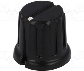 GWB12BK, Ручка, с юбкой, бакелит, dоси: 6,35мм, d13,3x13,7мм, черный, винтом