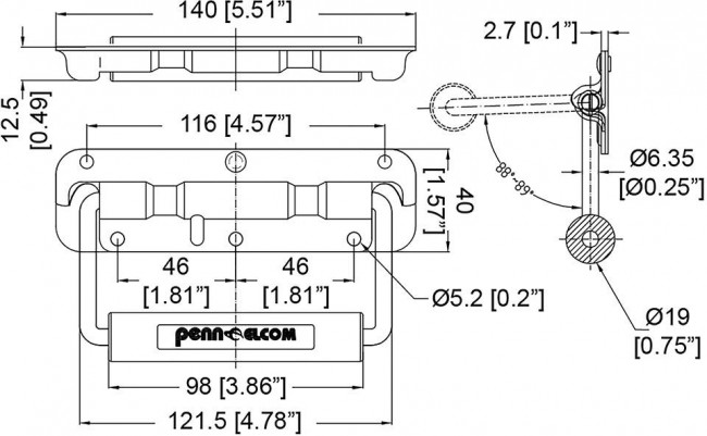 H1053K, Ручка, 1.57 ", 40 мм, 5.51 ", 140 мм H1053K, Ручка, 1.57 ", 40 мм, 5.51 ", 140 мм