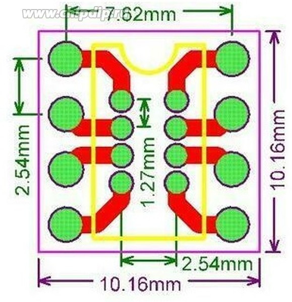 DIP8 (2.54mm) to SOP8 (1.27mm) плата переходная с разъемом