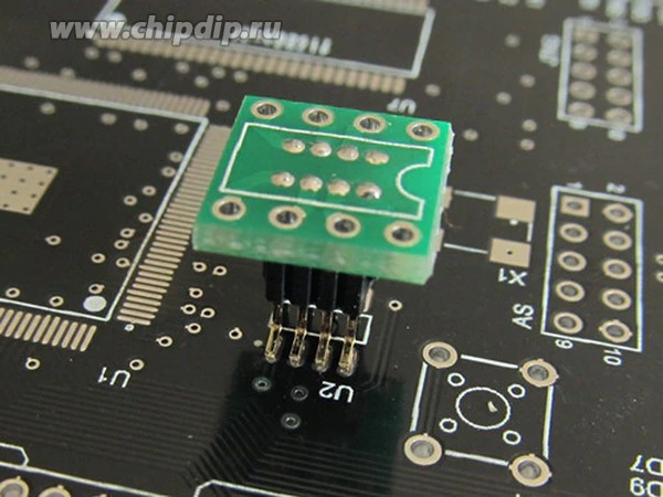 DIP8 (2.54mm) to SOP8 (1.27mm) плата переходная с разъемом