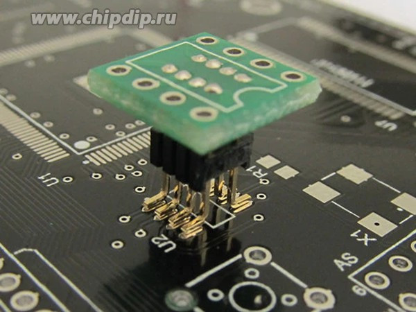 DIP8 (2.54mm) to SOP8 (1.27mm) плата переходная с разъемом