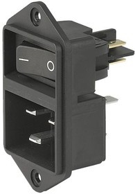 EC11.0001.001.21, Разъем: питания AC, гнездо, "папа", 16А, 250ВAC, IEC 60320