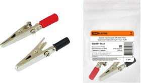 Зажим "крокодил" ЗК 30А 75мм красный/черный (1шт+1шт) TDM