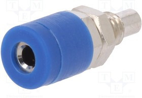 IBU2011NI-BL, Гнездо, "банан" 2мм, 10А, 33ВAC, 70ВDC, синий, Монтаж: под пайку