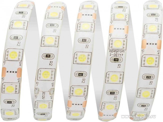 00-10, Лента светодиодная, белый, 12В, 14.4Вт/м, 60SMD(5050)/м, 700Лм/м, 6500К, IP65, 10мм, 1м 00-10, Лента светодиодная, белый, 12В, 14.4Вт/м, 60SMD(5050)/м, 700Лм/м, 6500К, IP65, 10мм, 1м