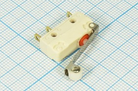 Влагозащищенный переключатель концевой(путевой) 20x6x10мм, 220В, 5А, ON-(ON), L22 ролик, SV4NG; №9960 ПКонц 20x 6 x10\220\ 5\ON-(ON)\\L22рол