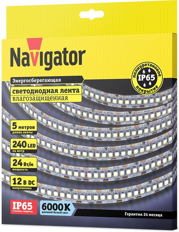 СД Лента Navigator 14 460 NLS-2835CW240-24-IP65-12V СД Лента Navigator 14 460 NLS-2835CW240-24-IP65-12V