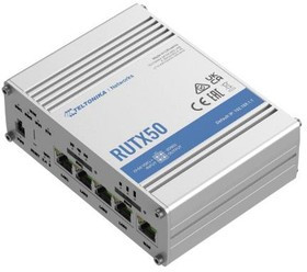 RUTX50000100, Routers 5G router with 4G (CAT20) fallback, SA &amp; NSA, Dual SIM, WIFI 5 Ghz, USB, 5 ethernet ports Region: Europe, the Middle E