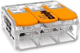 221-613, Клеммник монтажный, 221, самозажимная клемма, 0,5-6мм2, 450В, 41А