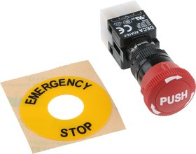 Illuminated Push Button Switch, Latching, Panel Mount, 16mm Cutout, DPDT, 250V ac, IP65