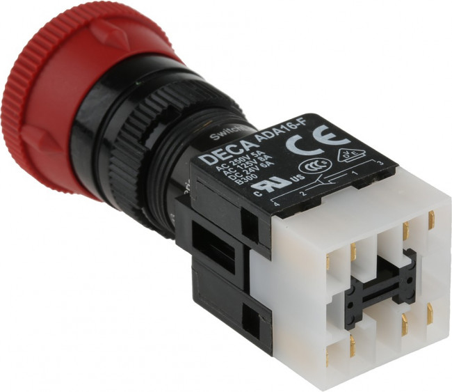 Illuminated Push Button Switch, Latching, Panel Mount, 16mm Cutout, DPDT, 250V ac, IP65