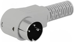 MAWI30B, Вилка, DIN, "папа", PIN: 3, Конф: 180°, угловой 90°, на провод, пайка