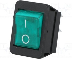 AE-C1353ABNAB, ROCKER; DPST; Pos: 2; ON-OFF; 16A/250VAC; green; neon lamp; 250V